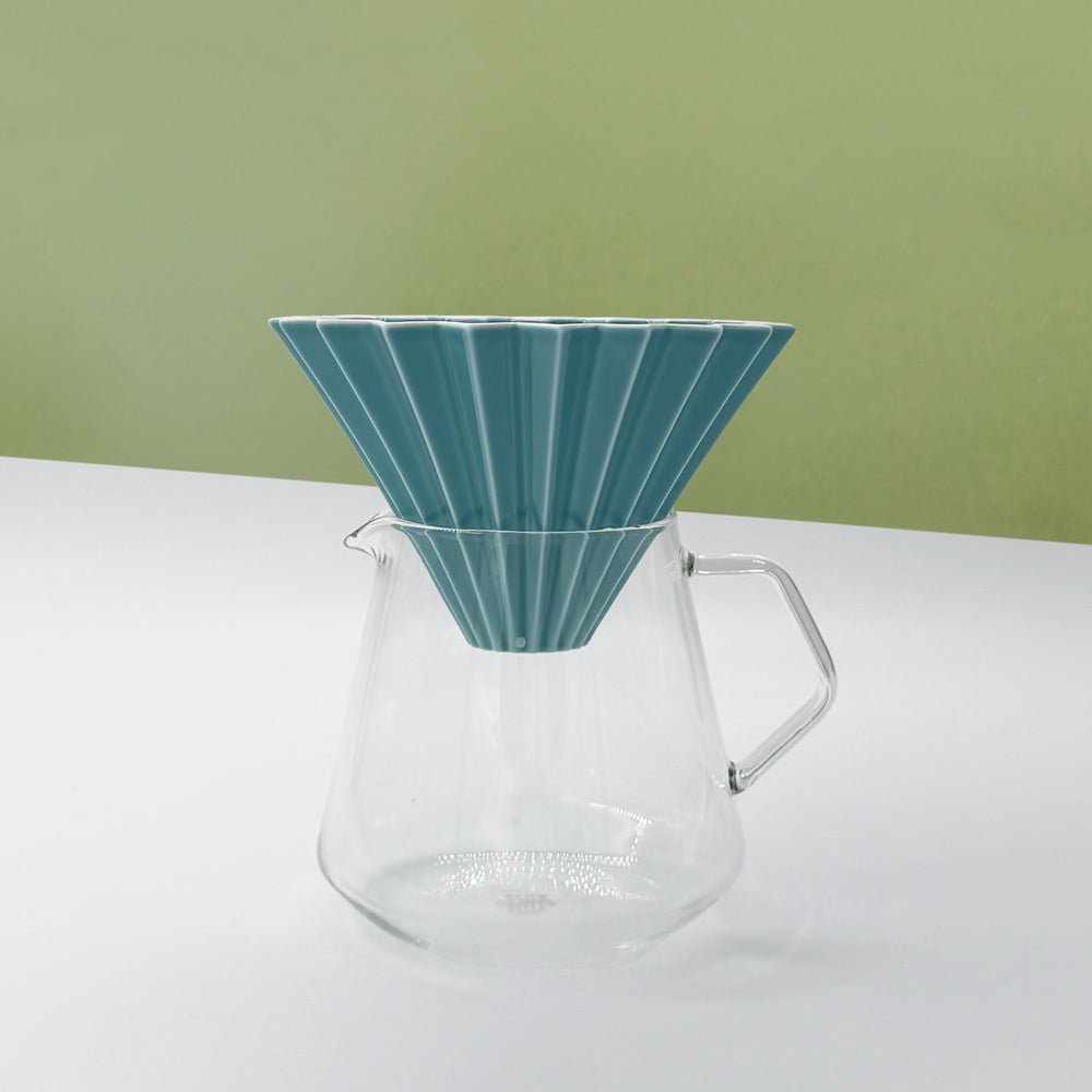 ensemble pour méthode douce café de spécialité : dripper origami et carafe kinto 600ml